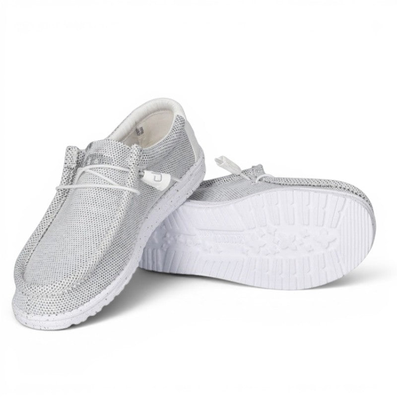 My Store Wally Sox light grey textile slip-on shoes with white soles and elastic laces.