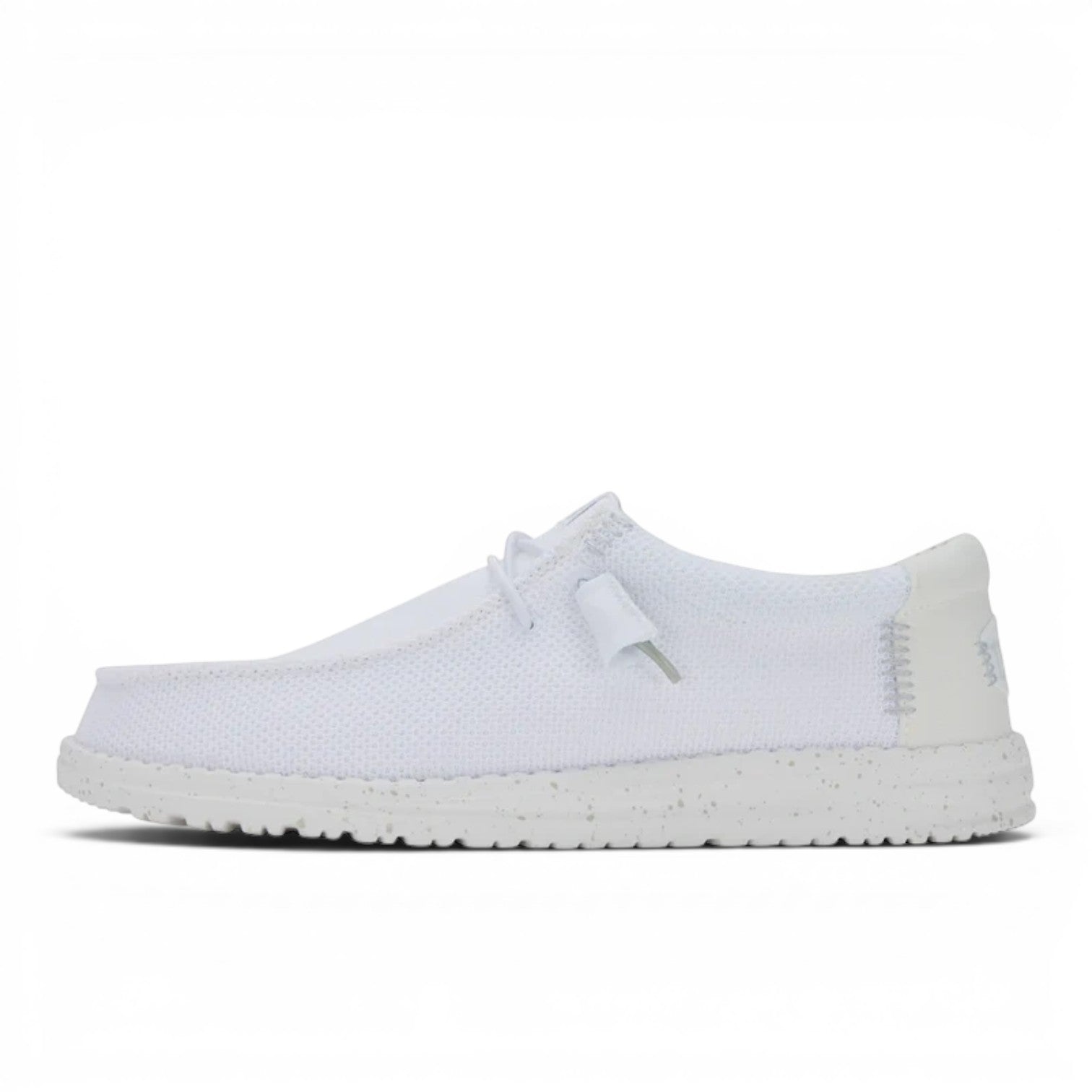 My Store Wally Stretch Sox white knit slip-on shoes with elastic laces and speckled sole.