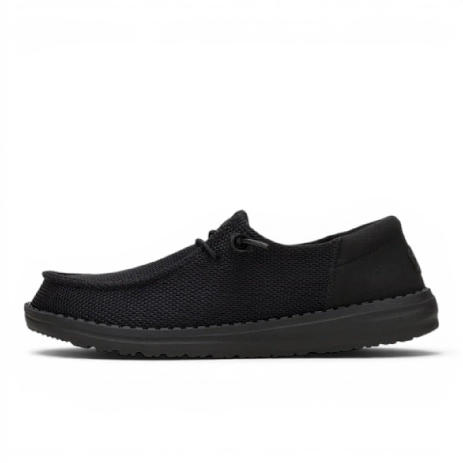 My Store Wendy Funk Mono black knit slip-on shoes with elastic laces and a flexible sole.
