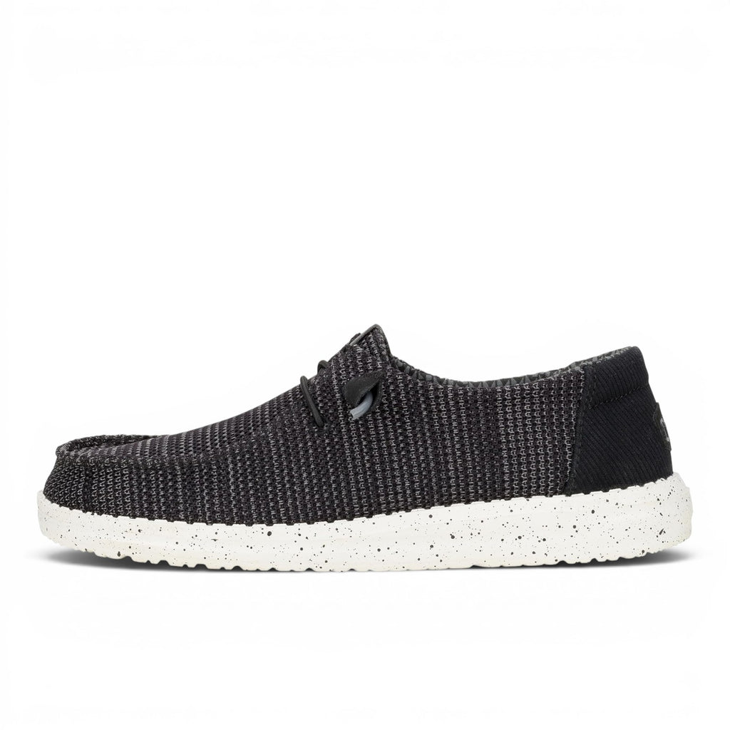 My Store Wendy Stretch Sox women's slip-on shoes in charcoal grey knit with white speckled sole. Easy-on system.