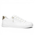 My Store white leather Munique sneakers with gold heel detail and side zipper. Comfortable and stylish.