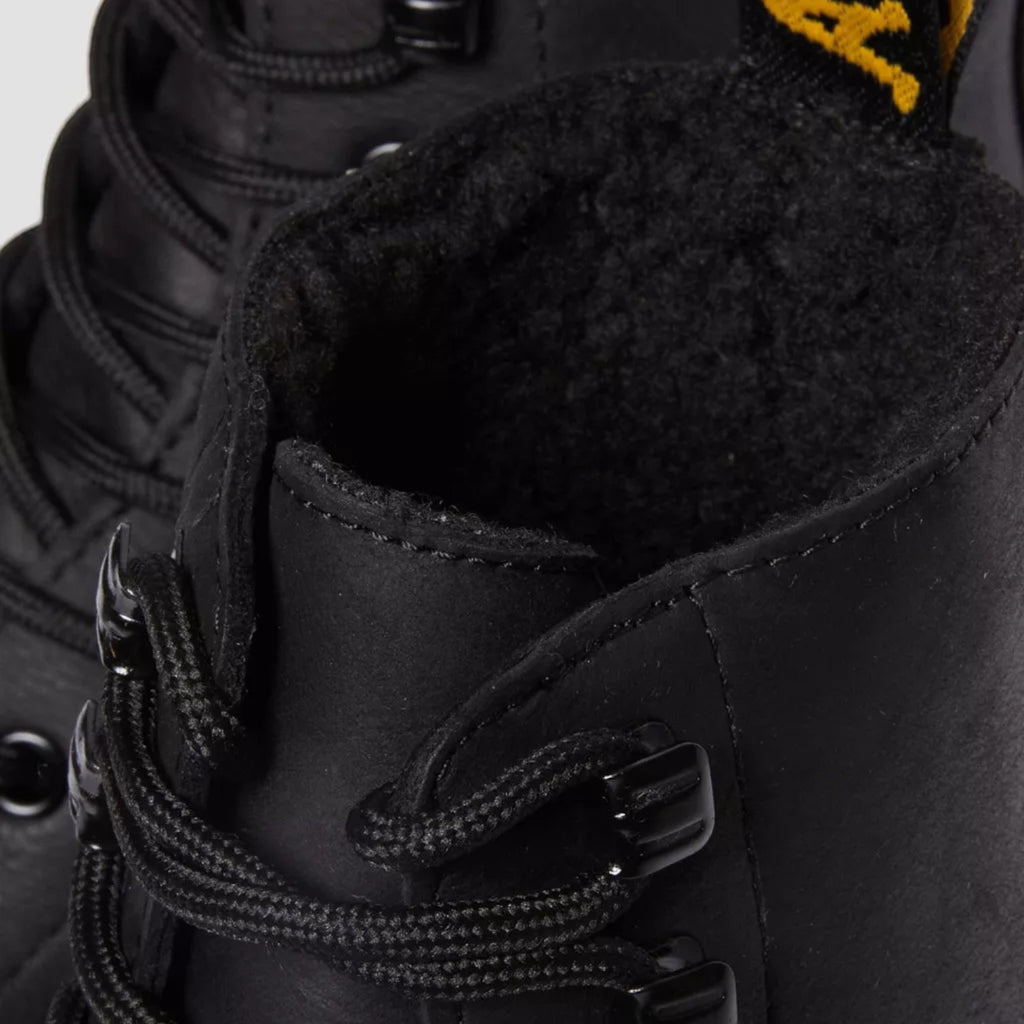My Store black leather Dr. Martens 1460 WG Outlaw boots with WarmWair Sherpa lining and Wintergrip sole.