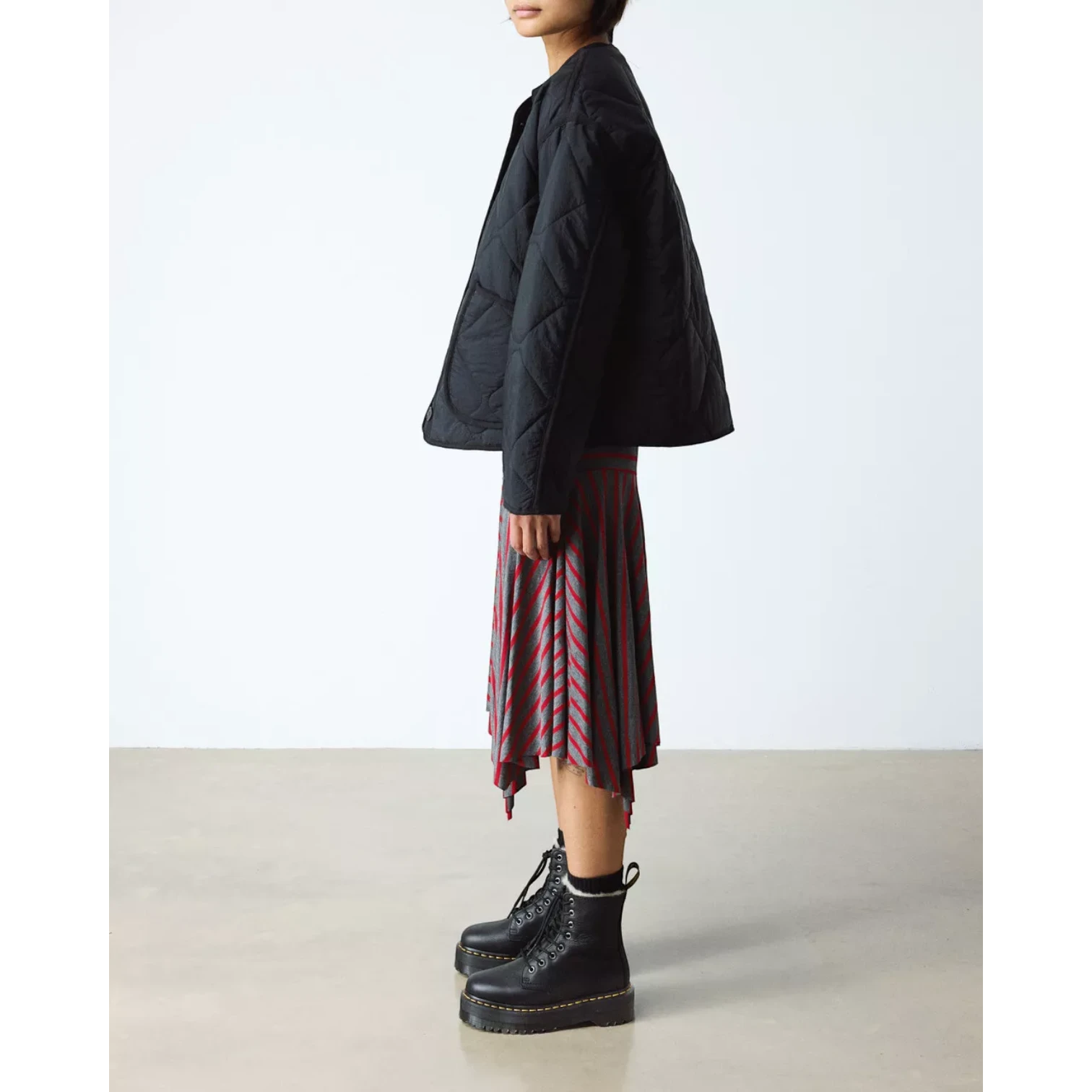 My Store black faux fur lined leather Jadon boots with platform sole and lace-up closure.