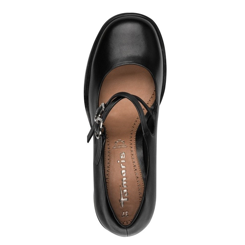 My Store black leather Mary Jane shoes with double buckle straps and a 60mm platform heel.