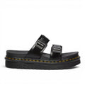 My Store black Brando leather Myles sandals with two adjustable buckles and a thick platform sole with yellow stitching.