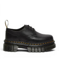 My Store black nappa lux leather platform shoes with yellow stitching and chunky sole.