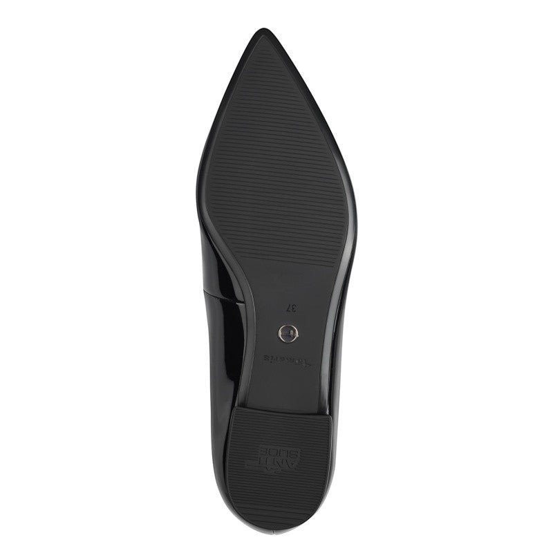 My Store black patent leather pointed-toe ballet flats with a low heel and anti-slip sole.