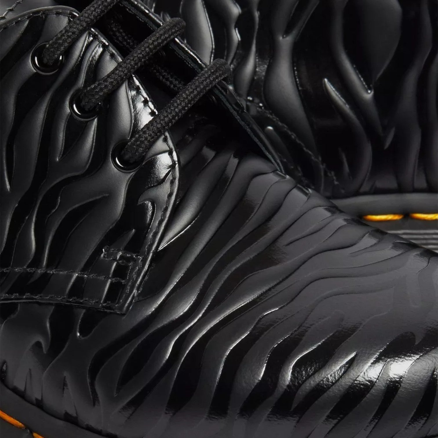 My Store black leather 1461 Zebra Emboss Smooth shoes with a glossy finish and embossed zebra pattern.