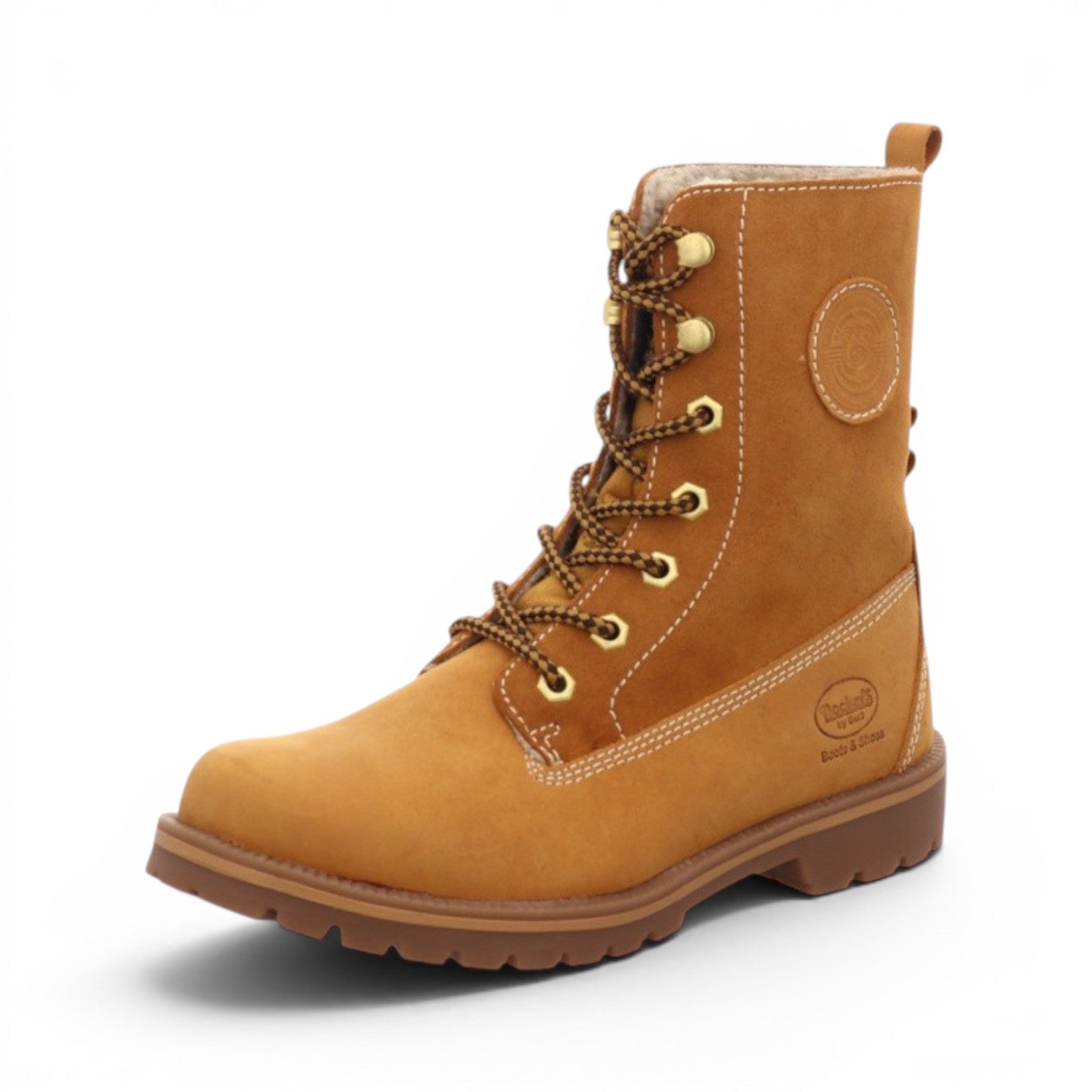 My Store Dockers by Gerli tan suede lace-up boots with warm lining and rubber sole.