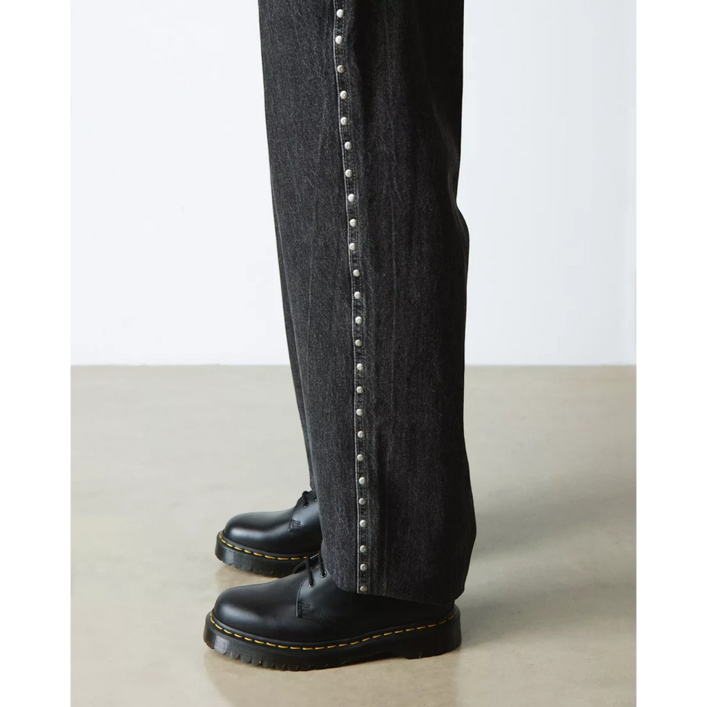 My Store Dr. Martens 1461 Bex black smooth leather shoes with yellow stitching and thick soles.