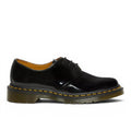 My Store Dr. Martens 1461 patent leather oxford shoes in black with yellow stitching and a PVC sole.