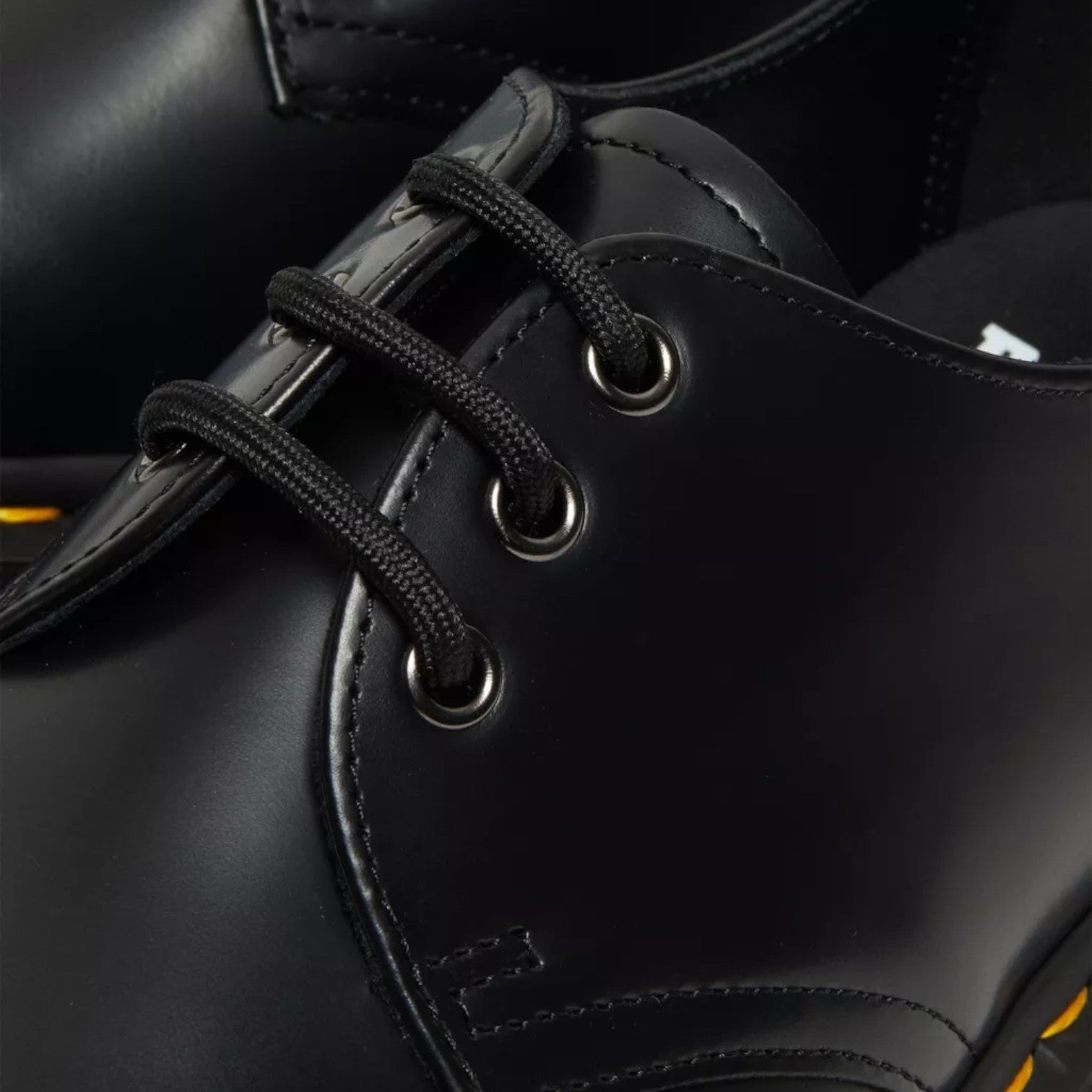 My Store Dr. Martens 1461 black smooth leather platform shoes with black laces and silver eyelets.