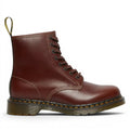 My Store Dr. Martens 1460 Abruzzo Leather brown lace-up boots with yellow stitching and heel loop.