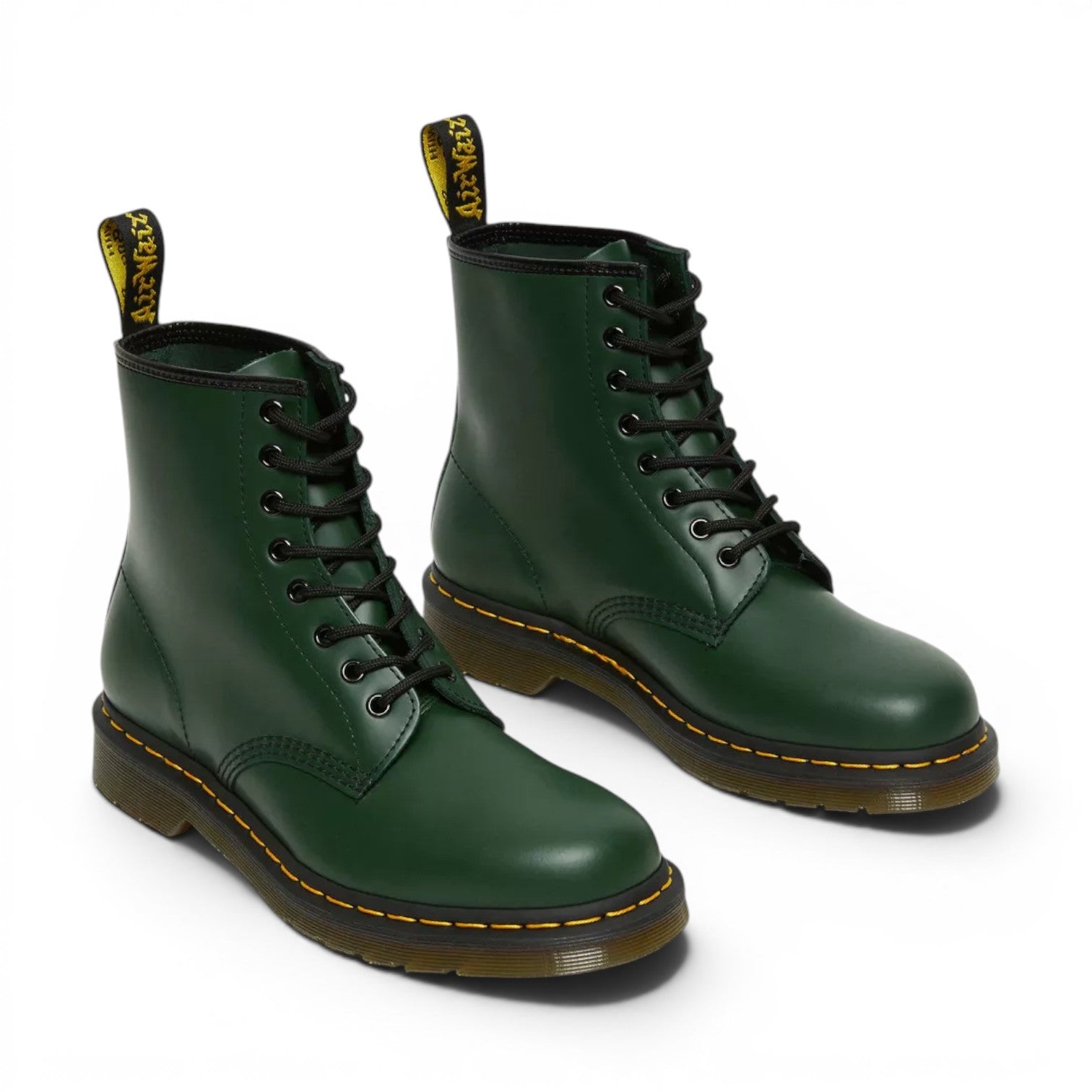 My Store Dr. Martens 1460 Smooth Leather boots in dark green. These classic lace-up boots are made from 100% leather with a PVC sole.