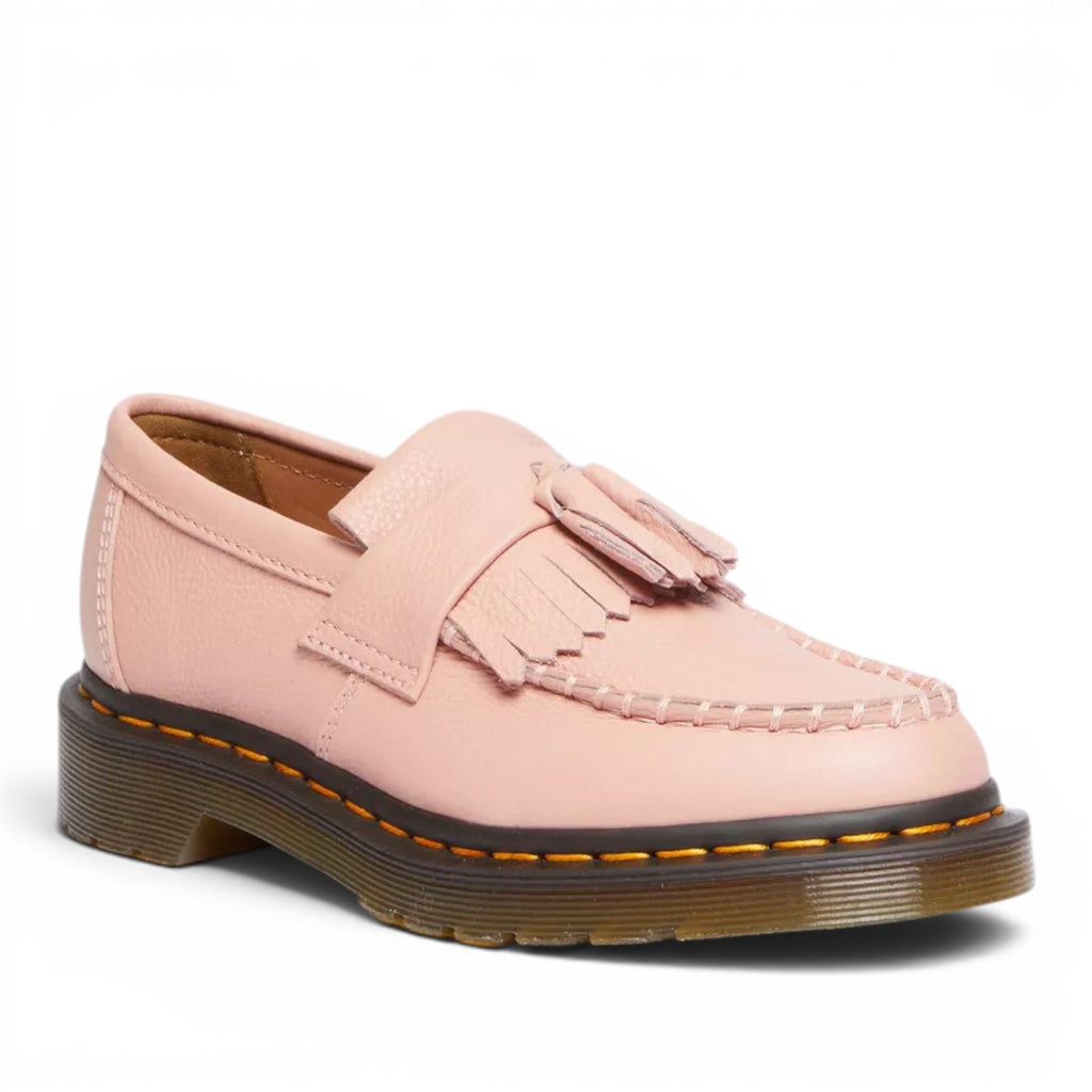 My Store Dr. Martens Adrian Virginia pale pink leather tassel loafers with Goodyear welt construction.