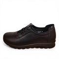 My Store Loretta Vitale black leather slip-on women's shoes with elastic laces and rubber sole.