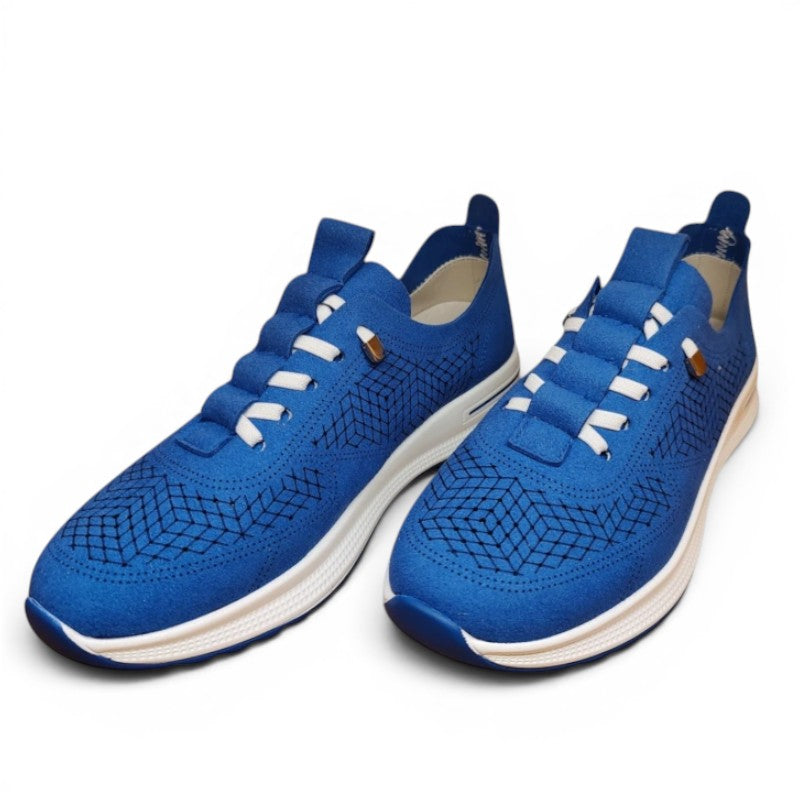 My Store Loretta Vitale J2214 women's blue textile sneakers with white laces and rubber soles.
