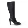 My Store Nero Giardini black leather knee-high boots with side zip, studded detail and 9.5cm heel.