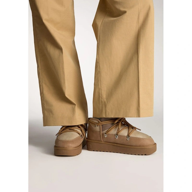 My Store Nordic Trk Low beige synthetic vegan winter boots with lace-up closure and thick rubber sole.