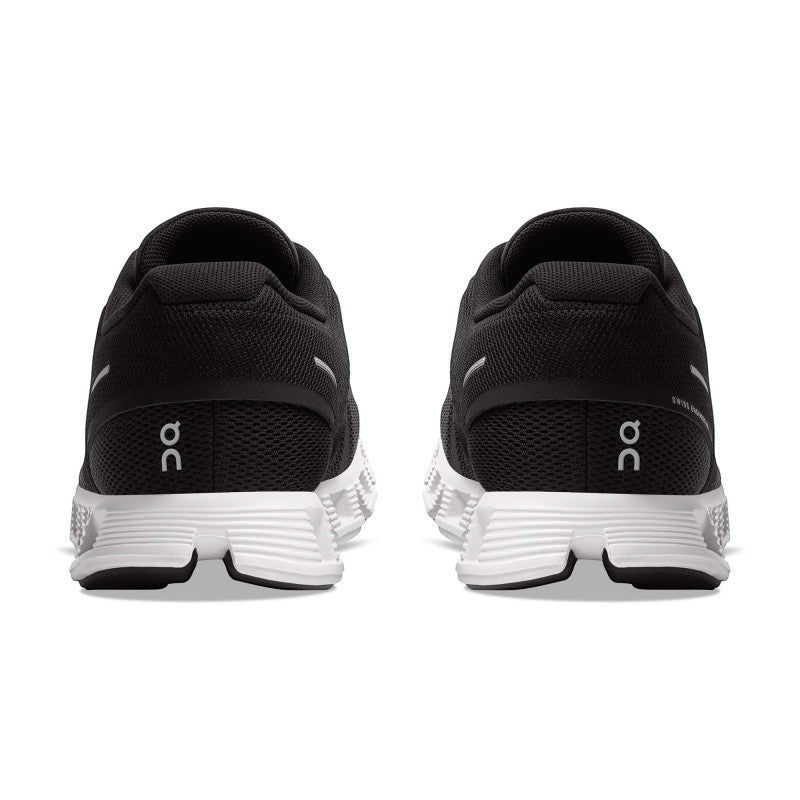My Store black recycled polyester On Cloud 5 running shoes with white soles and quick-lace system.