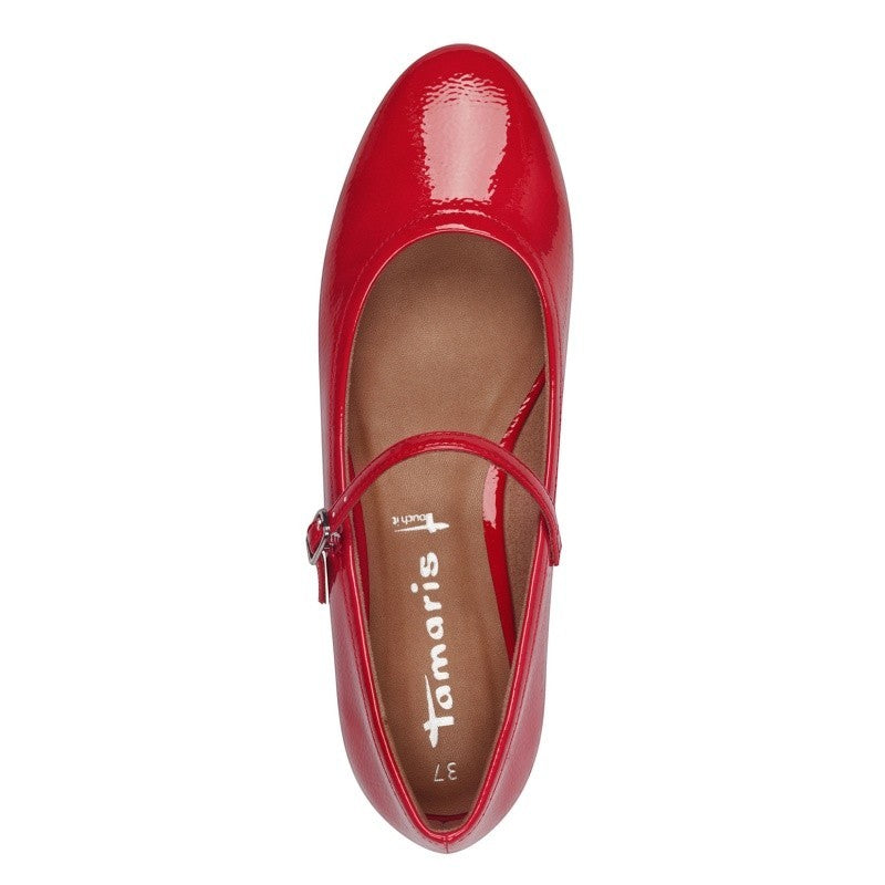 My Store red patent synthetic ballerina shoes with strap and buckle detail, TOUCH-IT technology