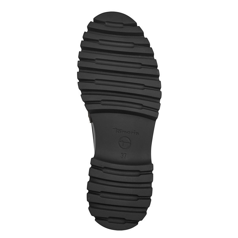 My Store Tamaris black synthetic slip-on shoes with memory foam insole and lug sole.