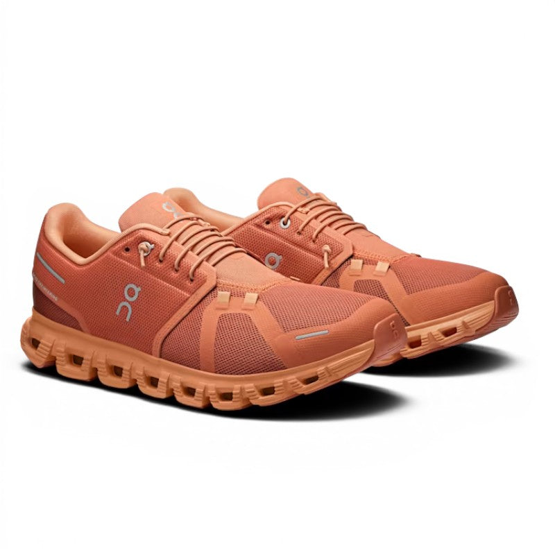 ShoeShopHere orange mesh ON Cloud 6 running shoes with Zero-Gravity CloudTec sole and Speedboard plate.
