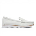 ShoeShop Loretta Vitale 4001 white leather loafers with a rubber sole.