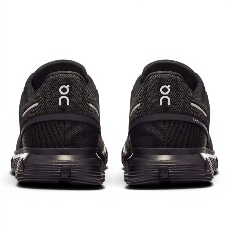 ShoeShop ON Cloud 6 black recycled polyester running shoes with Zero-Gravity CloudTec cushioning and Speedboard plate.