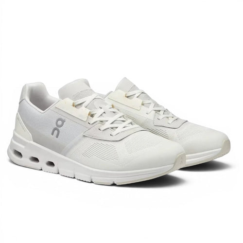 ShoeShop ON Cloud - Clouddrift white mesh sneakers with grey accents and signature CloudTec sole.