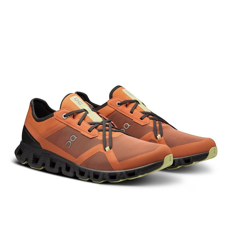 ShoeShop ON Cloud X3 AD orange mesh training shoes with black sole and lime accents. Lightweight and breathable.
