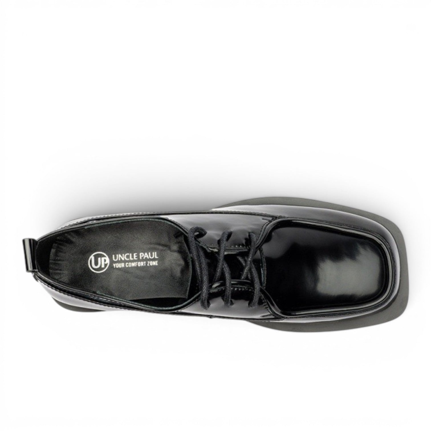 ShoeShop Uncle Paul SIRET black leather derby shoes with a square toe and lace-up closure.