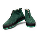 ShoeShop Uncle Paul VALDUR green suede winter boots with sherpa lining and front zipper.