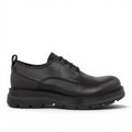 ShoeShop black leather derby shoe with a chunky sole and elasticated heel detail.
