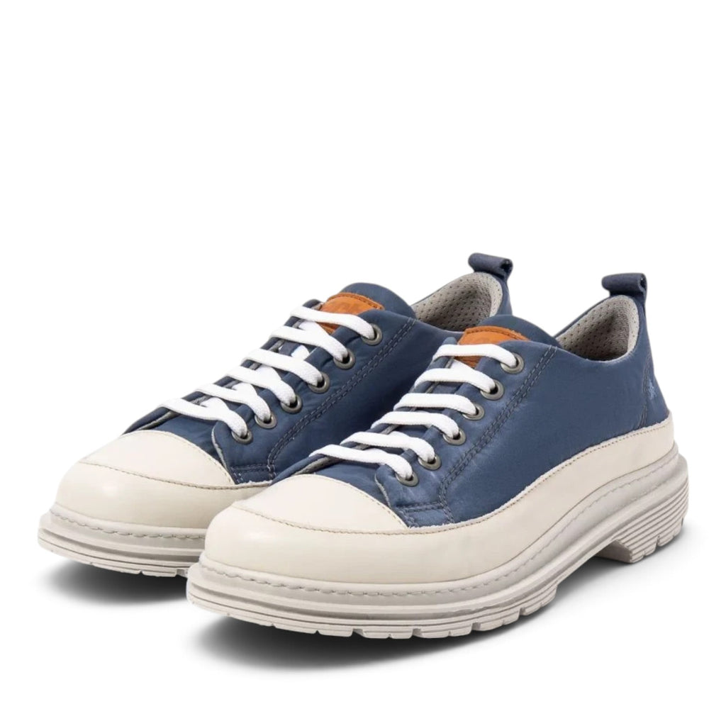 ShoeShop ART 1894 Birmingham sneakers in blue and off-white leather and nylon with white laces and rubber soles