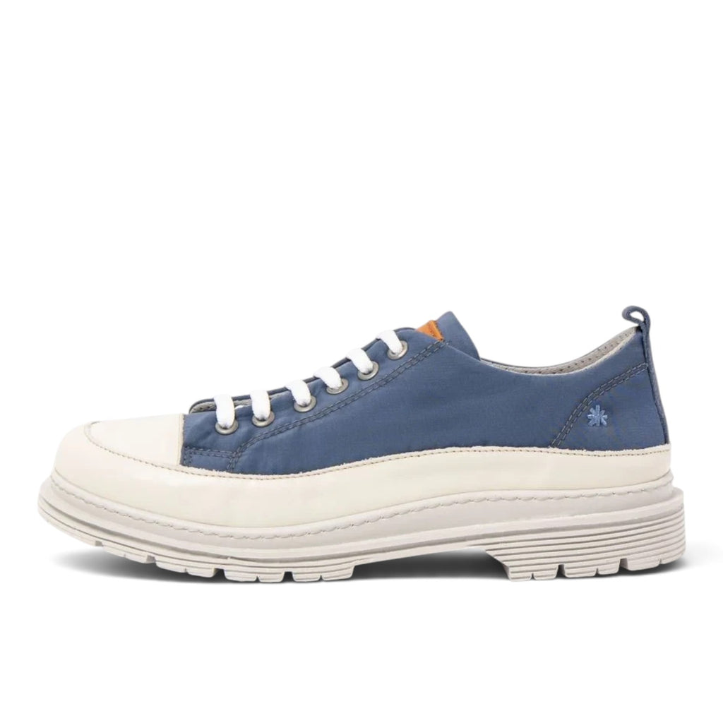 ShoeShop ART 1894 Birmingham blue nylon and leather low-top sneaker with white rubber lug sole and white laces