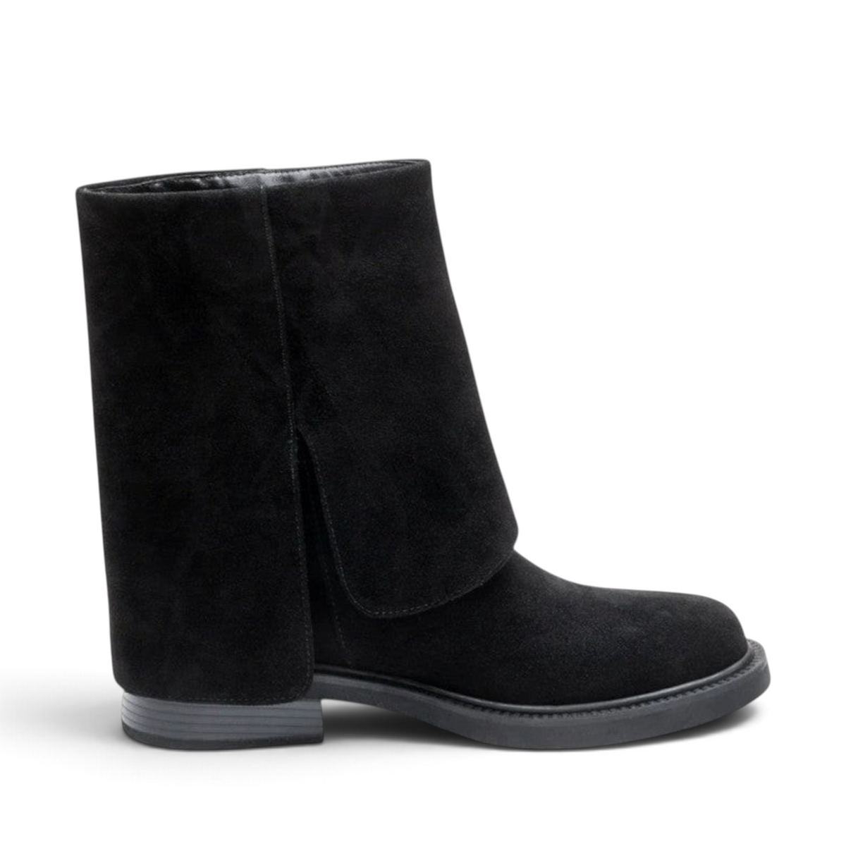 ShoeShop Uncle Paul Sandra black suede ankle boots with a soft slouchy shaft and low rubber heel