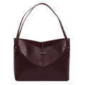 ShoeShop W218 dark burgundy leather shoulder bag with a structured V-shaped front panel and slim top handles