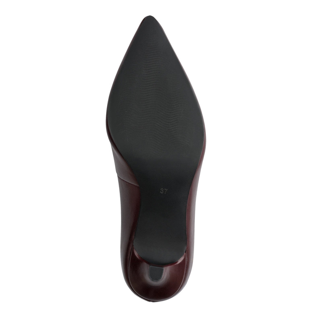 ShoeShop burgundy pointed toe high heel shoe sole view