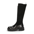 ShoeShop Caprice black knee-high boots with leather and synthetic upper and a 5cm chunky lug sole