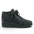 ShoeShop Caprice black leather ankle boots with side zipper and lace-up closure for a comfortable casual fit.
