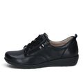 ShoeShop Caprice black leather sneaker with side zipper and wide H fit, side view