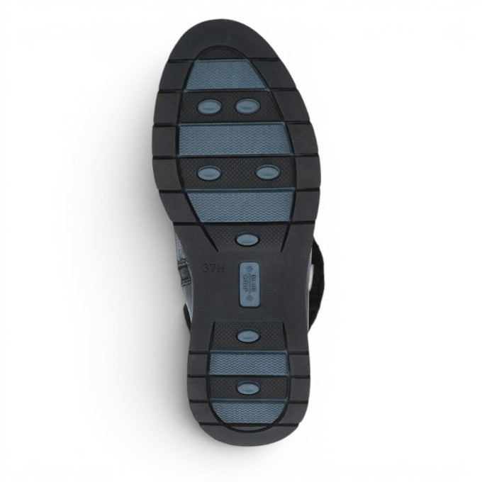 ShoeShop Caprice 9/9-26209/23 black rubber outsole with blue grip traction inserts and tread pattern