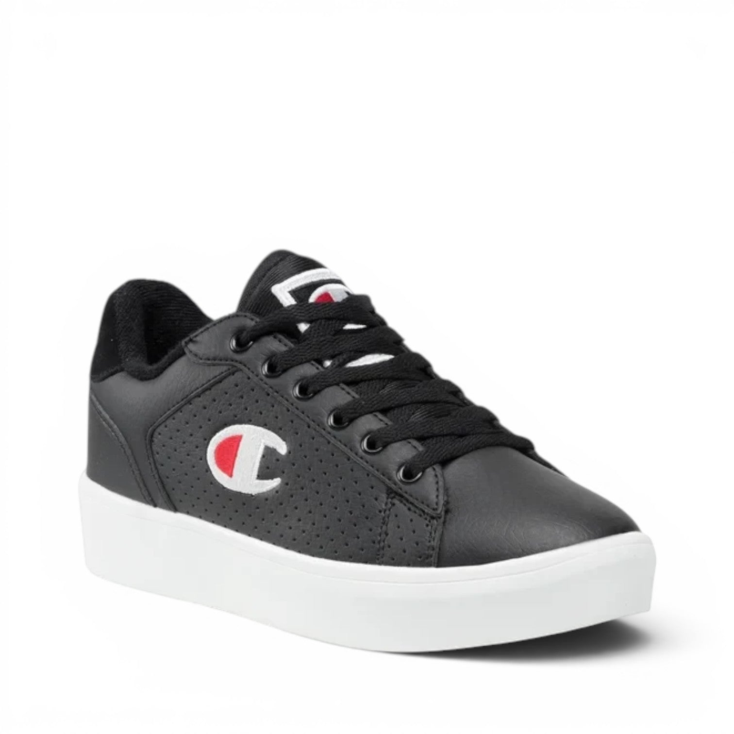 ShoeShop Champion S11177 black low-top sneakers with perforated side panels and white rubber sole
