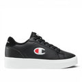 ShoeShop Champion S11177 black low-top sneakers with perforated side panels and iconic red and white logo