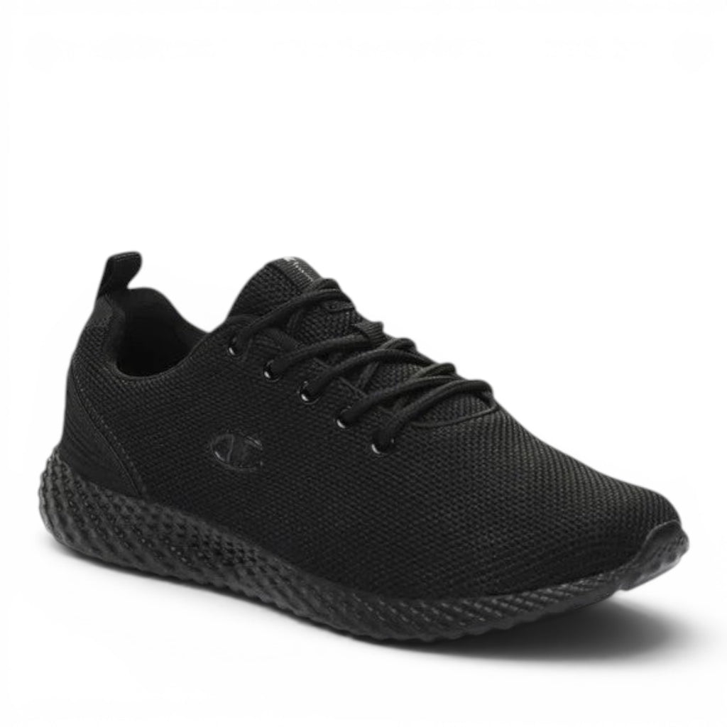 ShoeShop Champion S11496 black mesh sneakers with lace-up closure and textured athletic sole