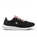 ShoeShop Champion S11496 black and pink athletic sneakers with a textured white sole and breathable mesh upper.