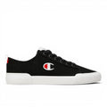 ShoeShop Champion S21856 black canvas low-top sneakers with white rubber sole and red heel tab detail