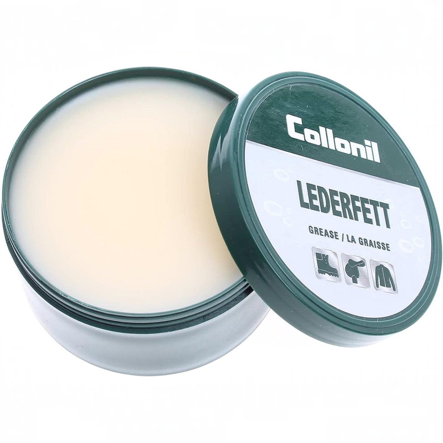 ShoeShop Collonil Lederfett leather grease in a green tin for conditioning and waterproofing smooth leather items.