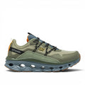 ShoeShop D.Franklin Aero sneakers in olive green with a chunky blue cushioned sole and black lace-up design.